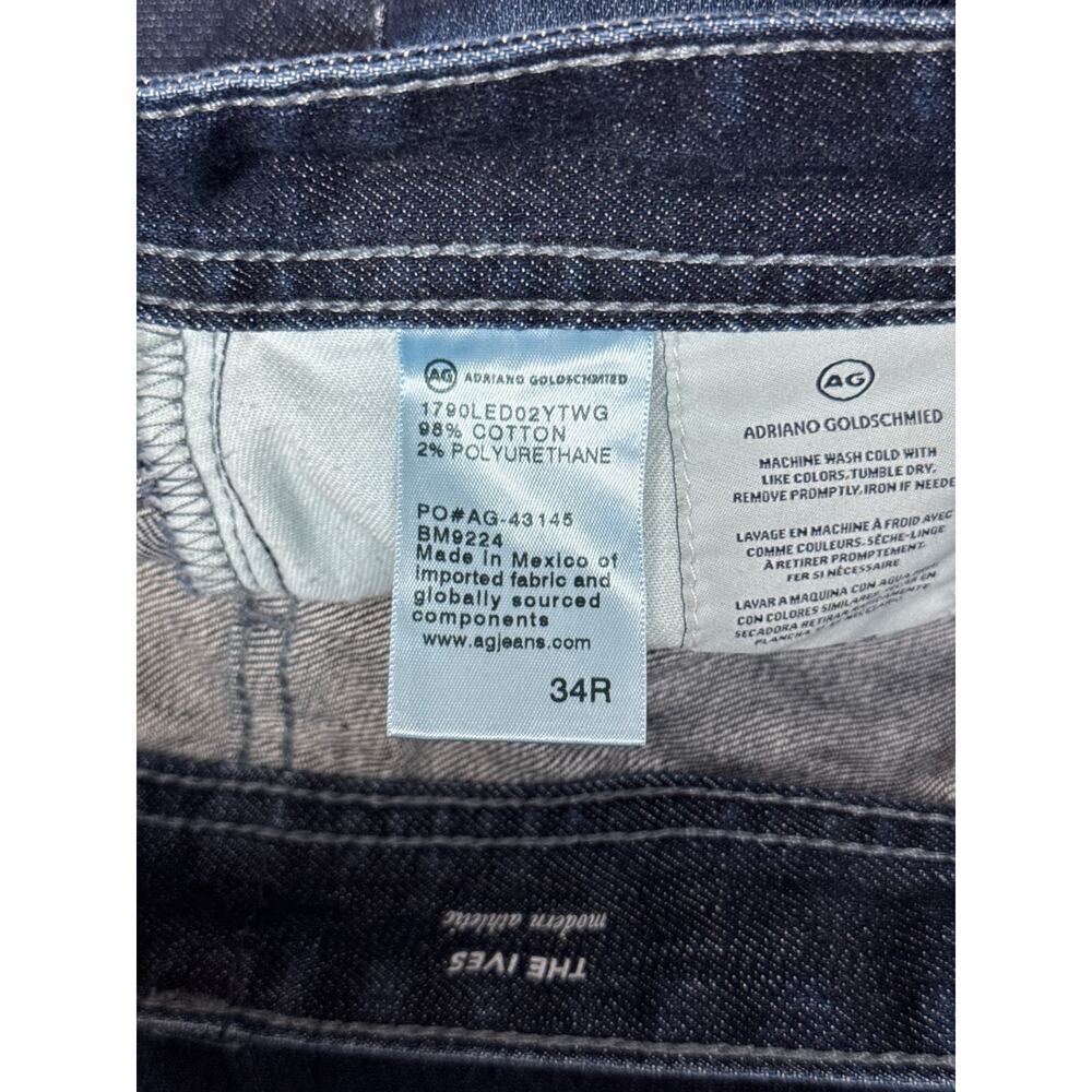 AG Adriano Goldschmied Jeans 34 x 34 Mens The Ives Athletic Dark Wash Denim - Picture 8 of 8